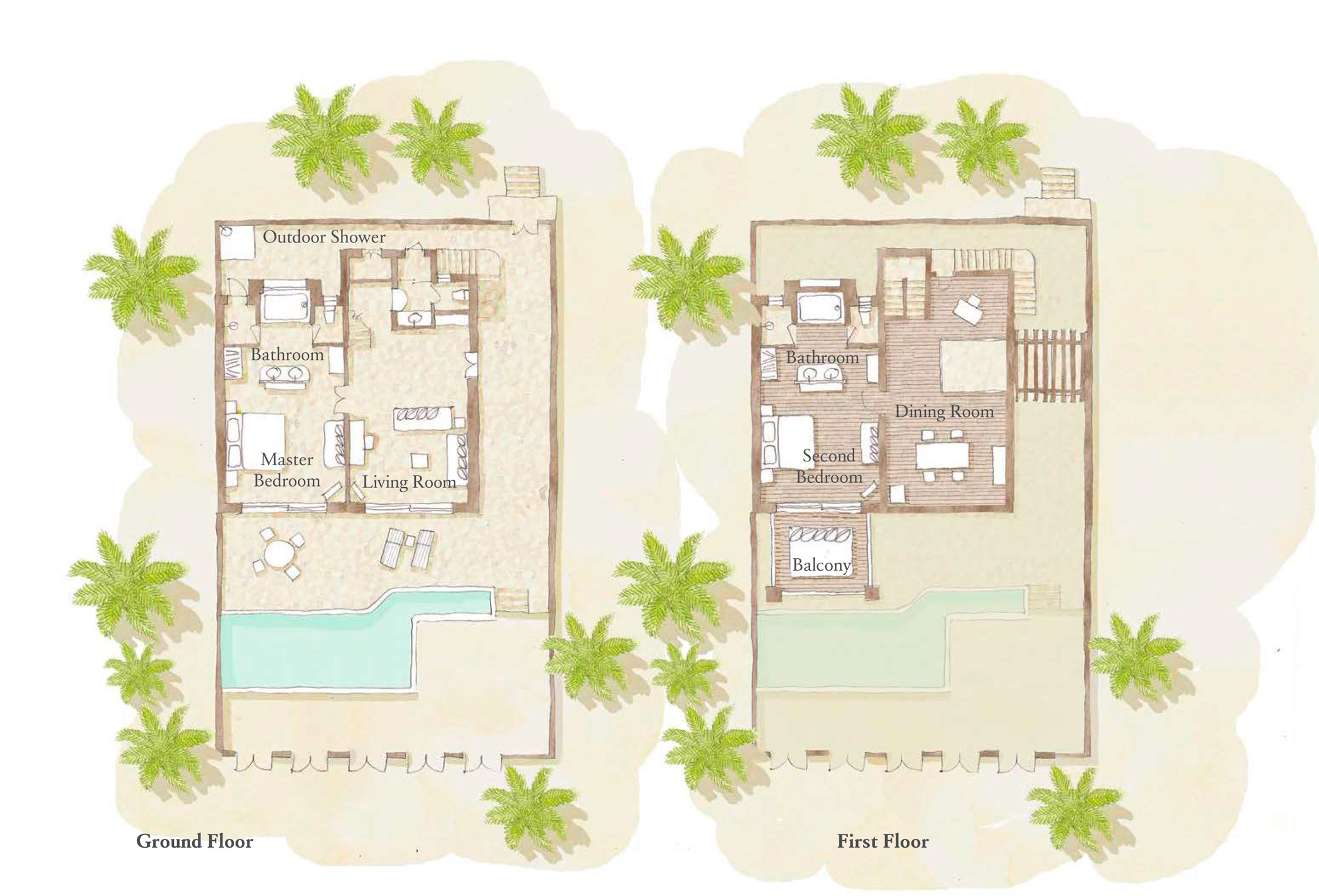 Duplex_2-bedroom_Pool Villa Suite Beachfront_plan